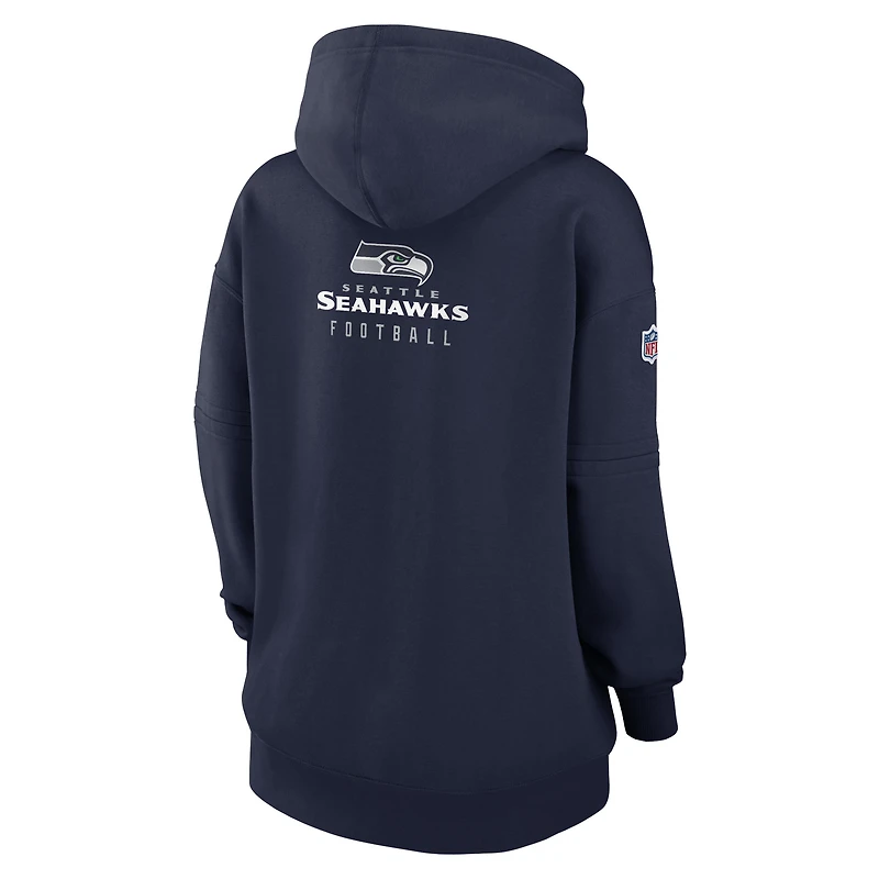 Women's Nike College Navy Seattle Seahawks Sideline Club Fleece Pullover Hoodie