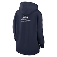Women's Nike College Navy Seattle Seahawks Sideline Club Fleece Pullover Hoodie