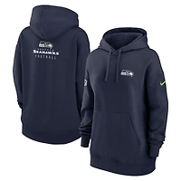 Women's Nike College Navy Seattle Seahawks Sideline Club Fleece Pullover Hoodie