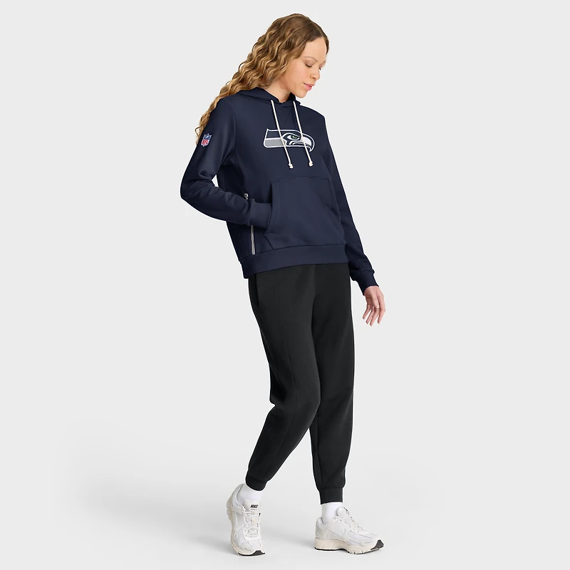 Women's Nike College Navy Seattle Seahawks Sideline Standard Issue Initial Home Dri-FIT Hoodie