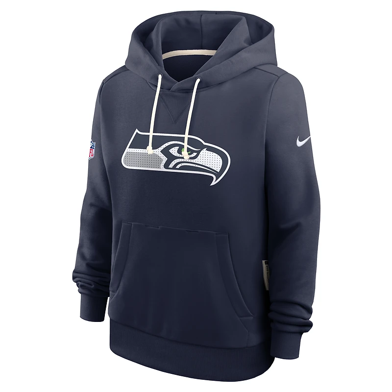 Women's Nike College Navy Seattle Seahawks Sideline Standard Issue Initial Home Dri-FIT Hoodie
