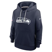 Women's Nike College Navy Seattle Seahawks Sideline Standard Issue Initial Home Dri-FIT Hoodie