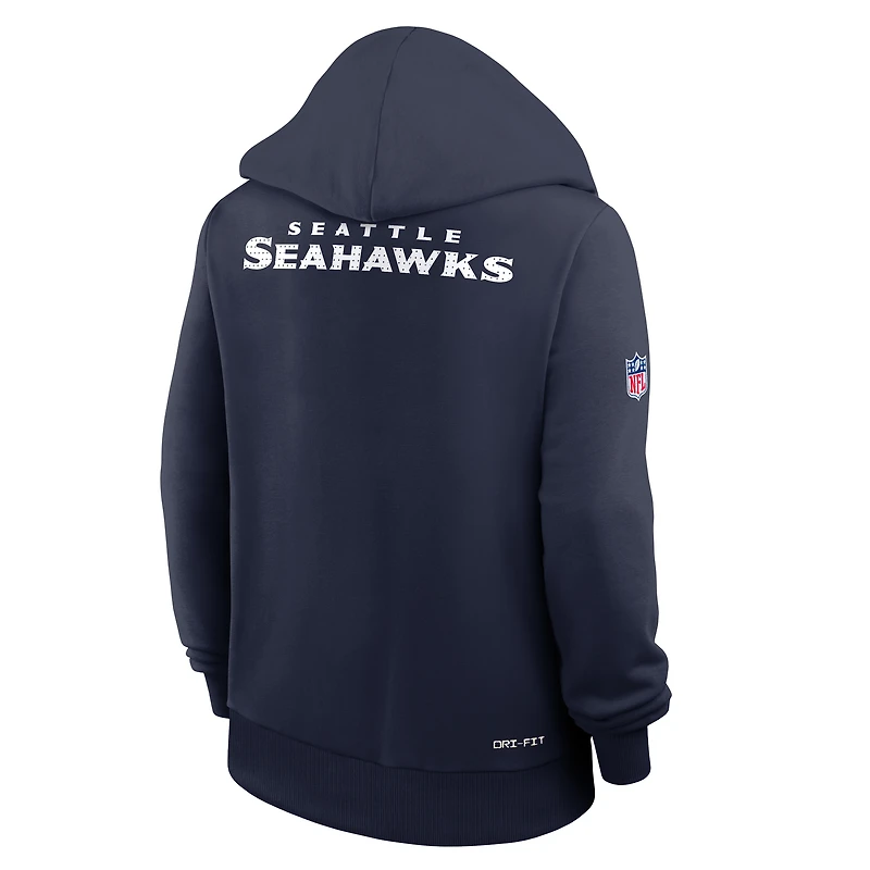 Women's Nike College Navy Seattle Seahawks Sideline Standard Issue Initial Home Dri-FIT Hoodie