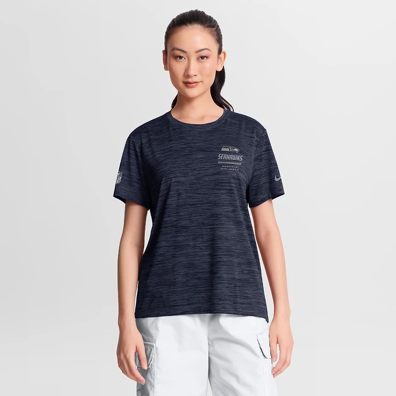 Women's Nike College Navy Seattle Seahawks Sideline Velocity Dri-FIT T-Shirt