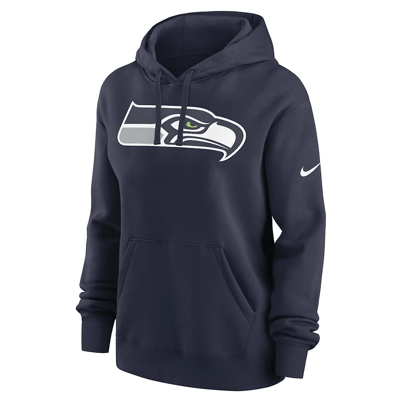 Women's Nike College Navy Seattle Seahawks Team Logo Club Fleece Pullover Hoodie