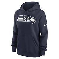 Women's Nike College Navy Seattle Seahawks Team Logo Club Fleece Pullover Hoodie