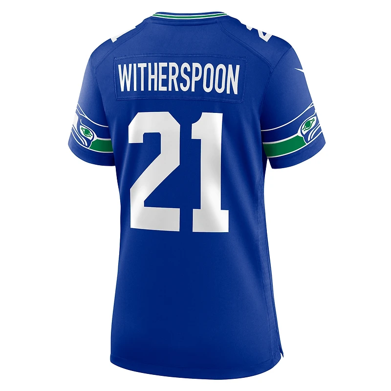 Maillot de match joueur Nike Devon Witherspoon Royal Seattle Seahawks Throwback pour femme