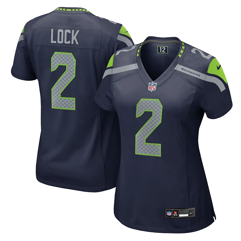 Maillot Nike Drew Lock College Navy pour femme des Seattle Seahawks