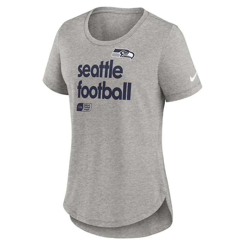 T-shirt Nike gris chiné pour femme Seattle Seahawks Team Shout-Out Tri-Blend