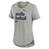 T-shirt Nike gris chiné pour femme Seattle Seahawks Team Shout-Out Tri-Blend