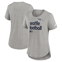 T-shirt Nike gris chiné pour femme Seattle Seahawks Team Shout-Out Tri-Blend