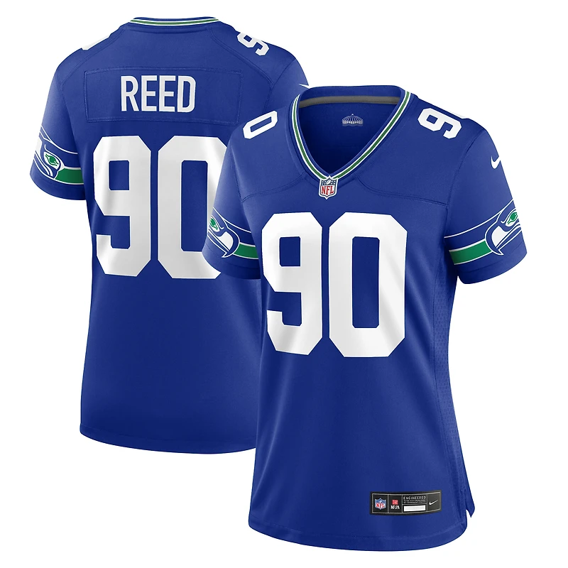 Maillot de match pour femme Nike Jarran Reed Royal Seattle Seahawks Throwback Player
