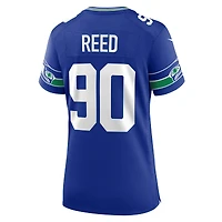 Maillot de match pour femme Nike Jarran Reed Royal Seattle Seahawks Throwback Player