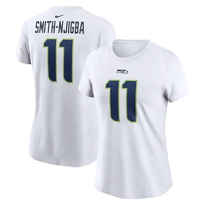 T-shirt Nike Jaxon Smith-Njigba blanc pour femme avec nom et numéro de joueur des Seattle Seahawks
