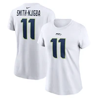T-shirt Nike Jaxon Smith-Njigba blanc pour femme avec nom et numéro de joueur des Seattle Seahawks