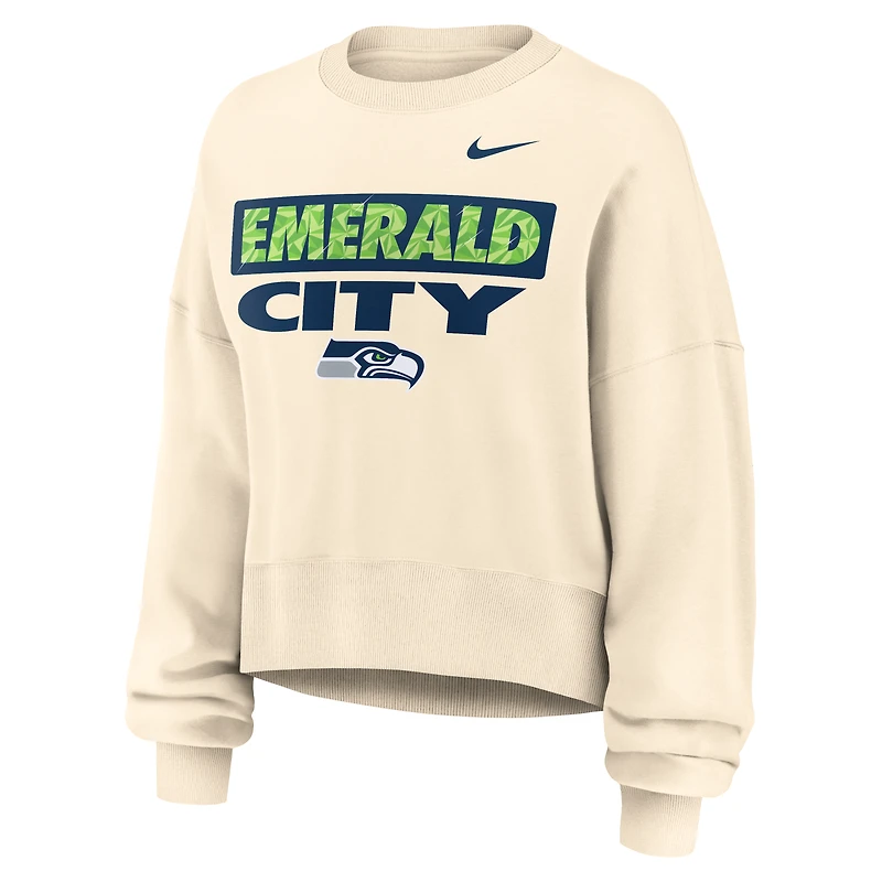 Sweat-shirt Nike Deep Threat Phoenix pour femme, couleur naturelle, Seattle Seahawks