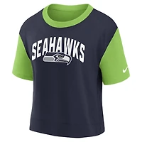 T-shirt Nike Seattle Seahawks High Hip Fashion vert néon/bleu marine pour femme