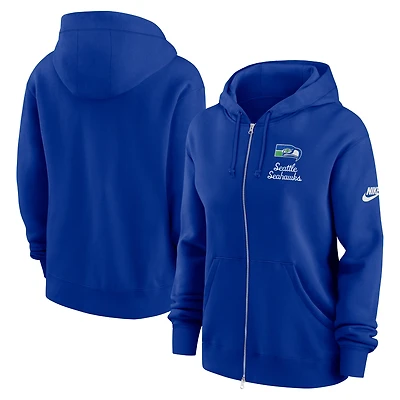 Sweat à capuche entièrement zippé Nike Royal Seattle Seahawks Phoenix Rewind pour femme
