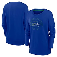 Women's Nike Royal Seattle Seahawks Rewind Playback Icon Performance Pullover Sweatshirt