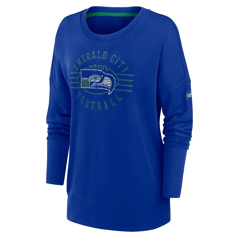 Nike Royal Seattle Seahawks Rewind Playback pour femme - T-shirt à manches longues