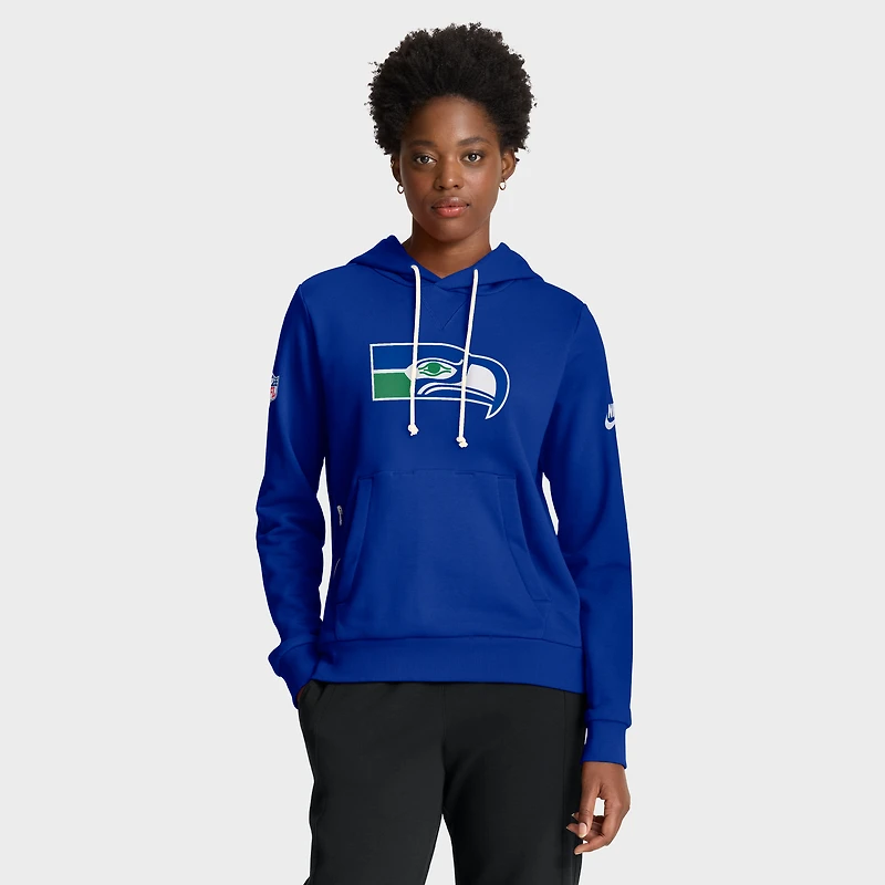 Sweat à capuche Nike Royal Seattle Seahawks Throwback Sideline Standard Issue Dri-FIT pour femme