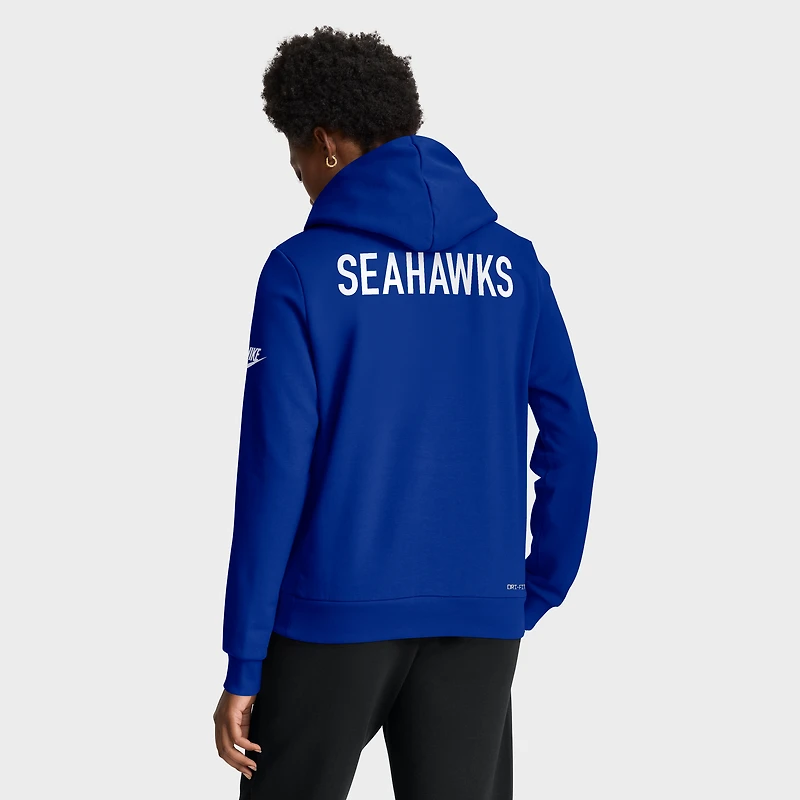 Sweat à capuche Nike Royal Seattle Seahawks Throwback Sideline Standard Issue Dri-FIT pour femme