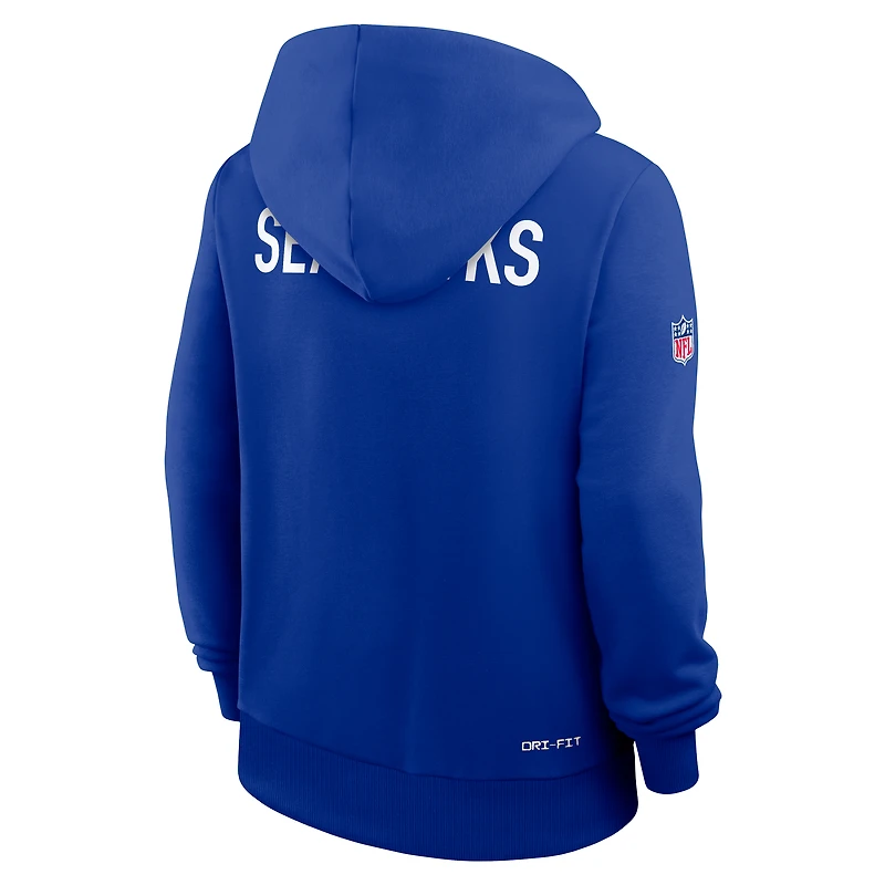 Sweat à capuche Nike Royal Seattle Seahawks Throwback Sideline Standard Issue Dri-FIT pour femme