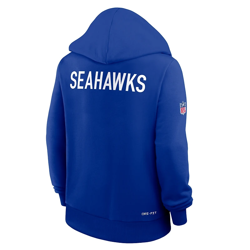 Sweat à capuche Nike Royal Seattle Seahawks Throwback Sideline Standard Issue Dri-FIT pour femme