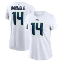 T-shirt Nike pour femme, blanc, Sam Darnold, Seattle Seahawks, avec nom et numéro du joueur