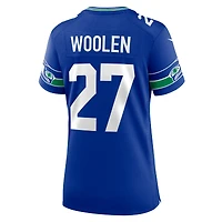 Maillot Nike Tariq Woollen Royal Seattle Seahawks Throwback Player Game pour femme