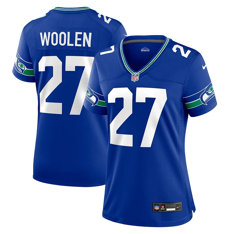 Maillot Nike Tariq Woollen Royal Seattle Seahawks Throwback Player Game pour femme