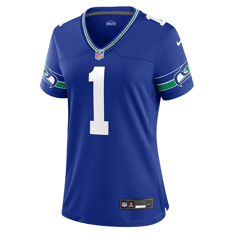 Maillot de match joueur à la retraite Nike Warren Moon Royal Seattle Seahawks Throwback pour femme