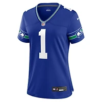 Maillot de match joueur à la retraite Nike Warren Moon Royal Seattle Seahawks Throwback pour femme