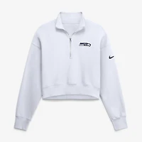 Women's Nike White Seattle Seahawks Oversized Phoenix Fleece Cropped Quarter-Zip Sweatshirt
