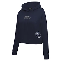Sweat à capuche court orné de bijoux Pro Standard College Navy pour femme des Seattle Seahawks