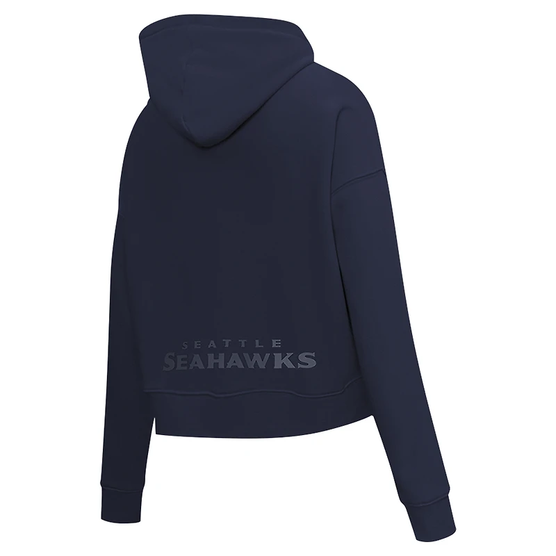 Sweat à capuche court orné de bijoux Pro Standard College Navy pour femme des Seattle Seahawks