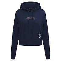 Sweat à capuche court orné de bijoux Pro Standard College Navy pour femme des Seattle Seahawks
