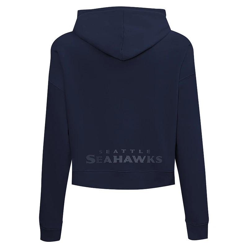 Sweat à capuche court orné de bijoux Pro Standard College Navy pour femme des Seattle Seahawks