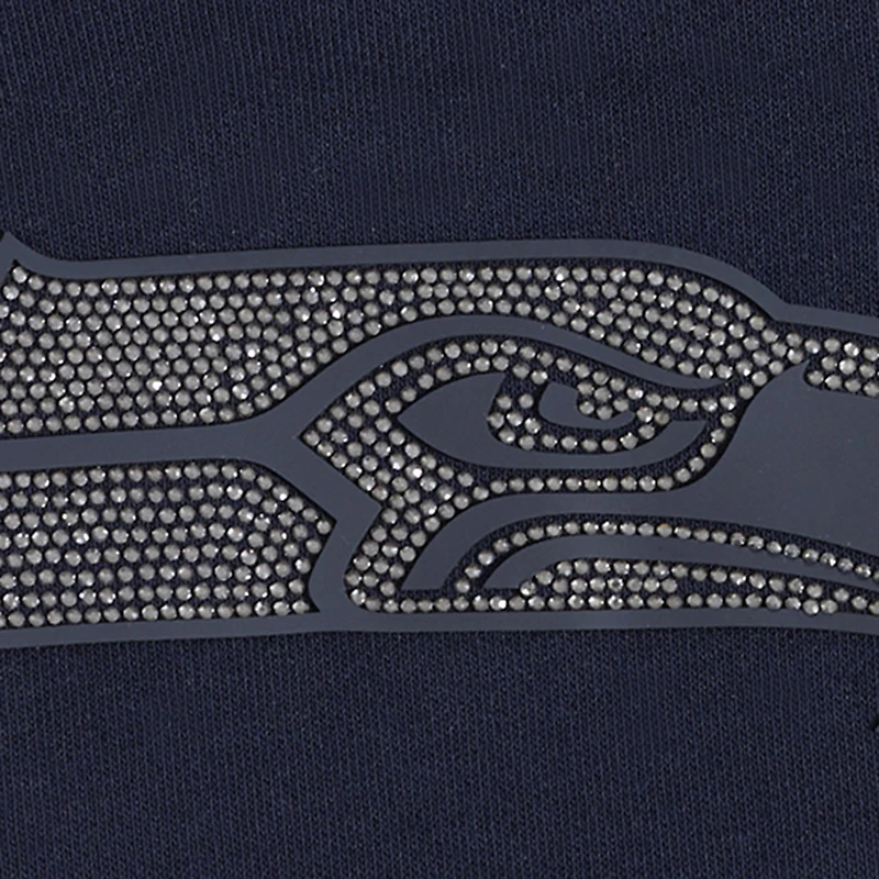 Sweat à capuche court orné de bijoux Pro Standard College Navy pour femme des Seattle Seahawks