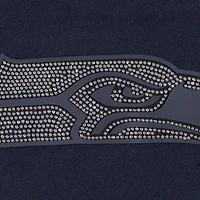 Sweat à capuche court orné de bijoux Pro Standard College Navy pour femme des Seattle Seahawks