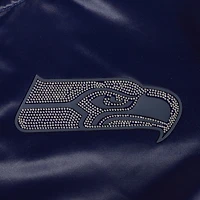 Veste à boutons-pression en satin ornée de bijoux pour femme Pro Standard College Navy Seattle Seahawks