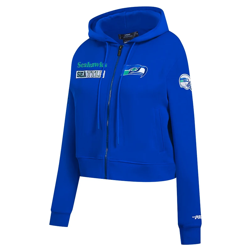 Women's Pro Standard Royal Seattle Seahawks Split Logo Full-Zip Hoodie