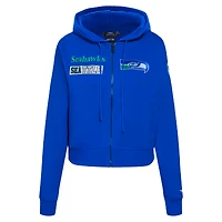 Women's Pro Standard Royal Seattle Seahawks Split Logo Full-Zip Hoodie