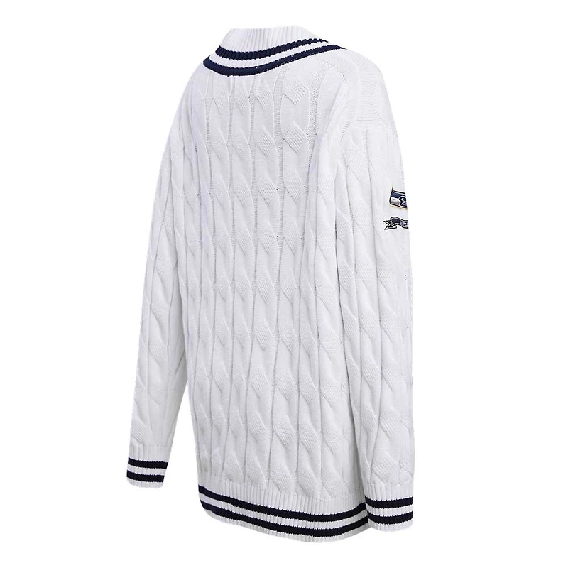 Pull à col en V Pro Standard blanc pour femmes des Seattle Seahawks Prep