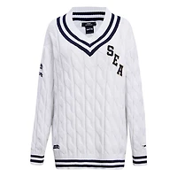 Women's Pro Standard  White Seattle Seahawks Prep V-Neck Pullover Sweater