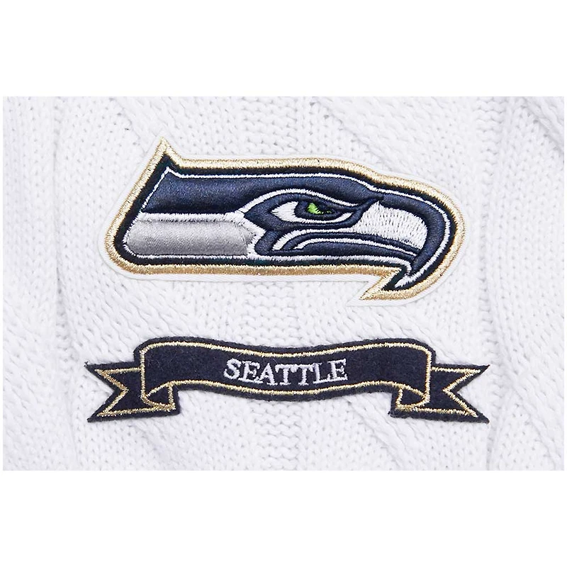 Women's Pro Standard  White Seattle Seahawks Prep V-Neck Pullover Sweater