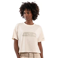 Women's Starter Cream Seattle Seahawks Rhinestone Sprinkle Boxy Cropped T-Shirt