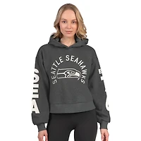 Women's Starter  Gray Seattle Seahawks Star Player Cropped Fleece Hoodie