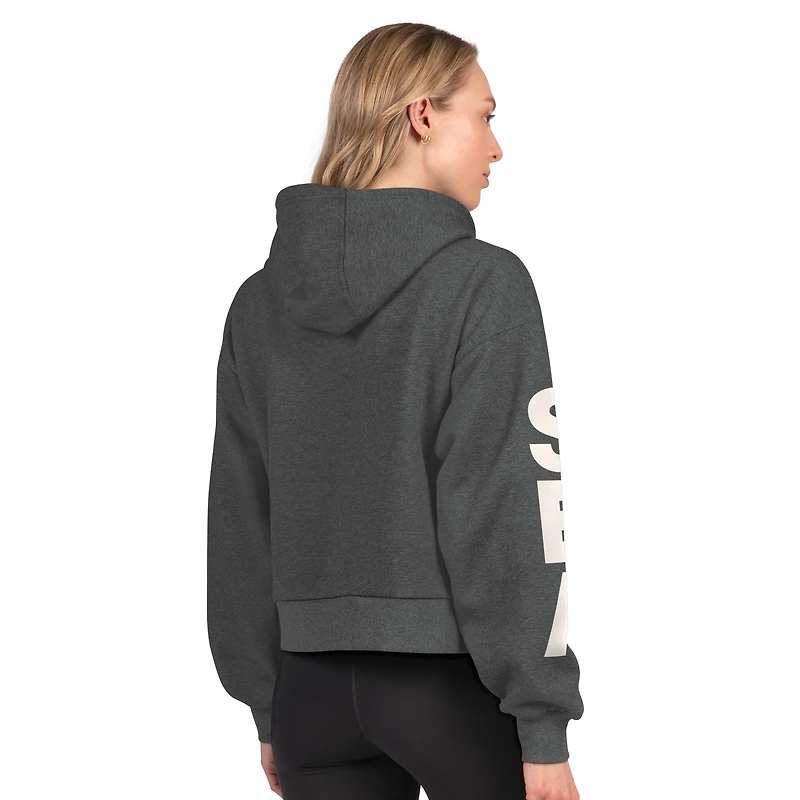 Women's Starter  Gray Seattle Seahawks Star Player Cropped Fleece Hoodie