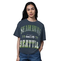 T-shirt surdimensionné pour femme, bleu marine, du Temple de la renommée des Seattle Seahawks, Starter Heather College